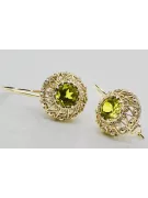 8K Gelbgold 333 Yellow Peridot ohrringe vec002x-yp Russisch Sowjetisch UdSSR Vintage Stil Art Deco style